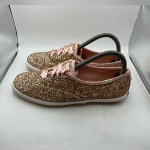 Keds X Kate Spade women’s rose gold glitter sneakers size 7